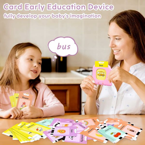 Talking Flash Cards, Kids Flash Cards with 224 Sight Words, Speech Therapy Toys, Educational Learning Toys, Gifts for 3+Year Old Boys and Girls (Pink)