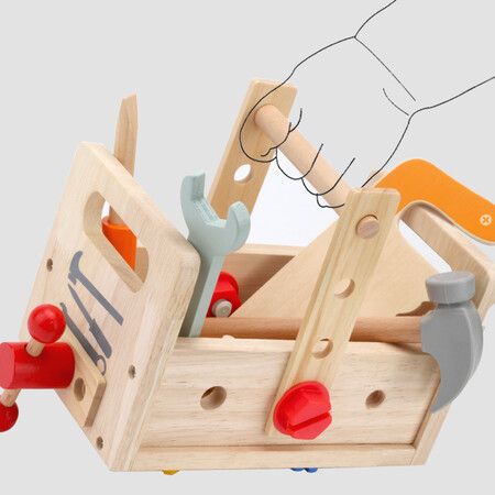 Wooden Tool Set for Kids, 29 Piece Construction Tool Set, STEM Educational Toy, Toddler Toys, Toddler Toys, Toys for 4+ Year Olds