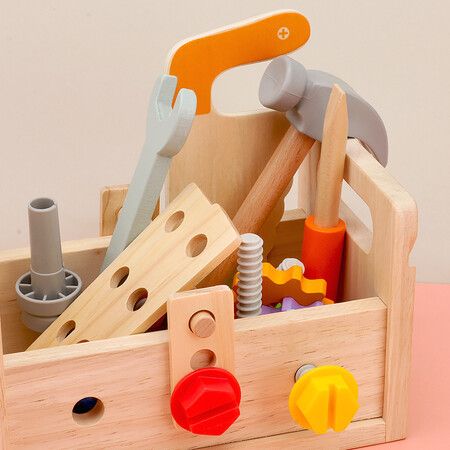 Wooden Tool Set for Kids, 29 Piece Construction Tool Set, STEM Educational Toy, Toddler Toys, Toddler Toys, Toys for 4+ Year Olds