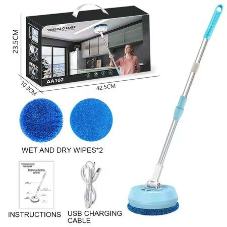 Electric Cleaning Brush, Power Scrubber, Cordless Floor Scrubber with Adjustable Long Handle, Kitchen/Bathroom Cleaning Tools for Floor, Window, Tiles, Walls