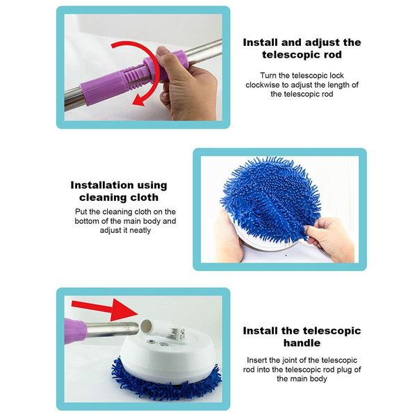 Electric Cleaning Brush, Power Scrubber, Cordless Floor Scrubber with Adjustable Long Handle, Kitchen/Bathroom Cleaning Tools for Floor, Window, Tiles, Walls