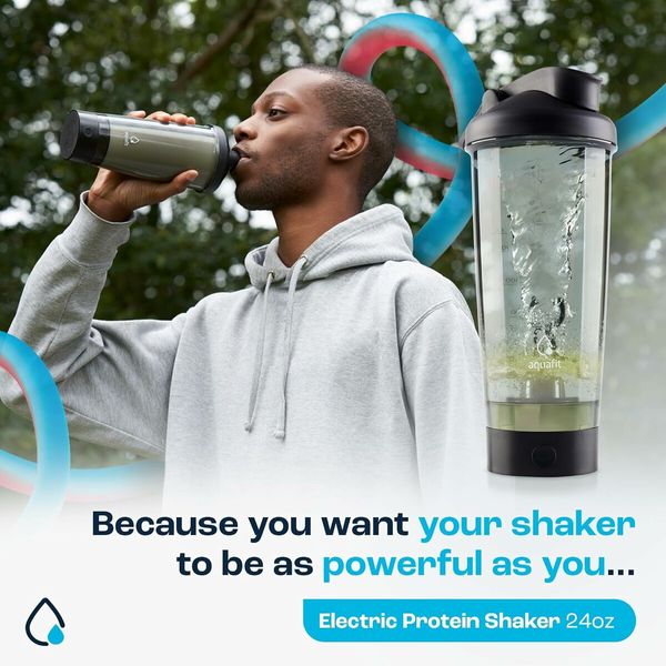 Electric Protein Shaker Bottle, USB Rechargeable Blender Bottles 24oz Shaker Bottles for Protein Mixes Blender Bottle Black