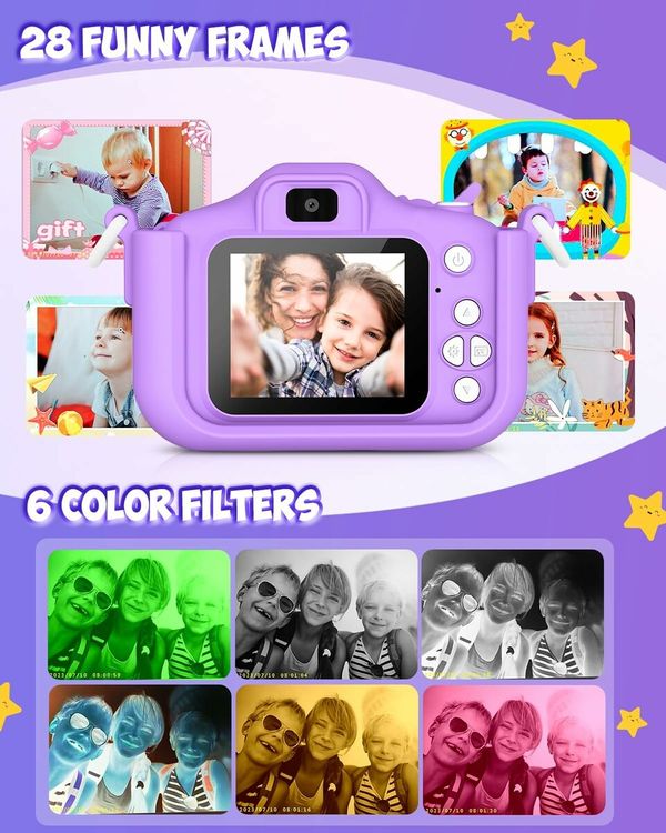 Kids Camera Toys for Ages 3-12, Unicorn Camera for Kids, Christmas Birthday Festival Gifts for Girls, Toddler Digital Video Camera, 32G SD Card