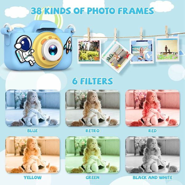 Kids Camera for Girls/Boys, Portable Selfie Toy Camera for Kids Ages 3-12, 20MP 1080P HD Digital Video Camera with 32GB SD Card for Kids, Birthday Christmas Festival Gifts (Blue)