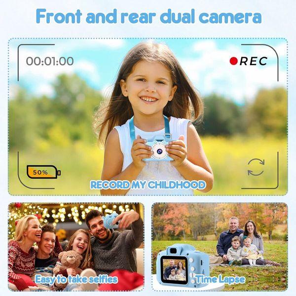 Kids Camera for Kids, Digital Camera for Kids Ages 4, 5, 6, 7, 8, 9, Christmas Birthday Gifts, MP3 Player, Kids Camera for 10-12 Years Old, children's camera with 32 GB card, Blue