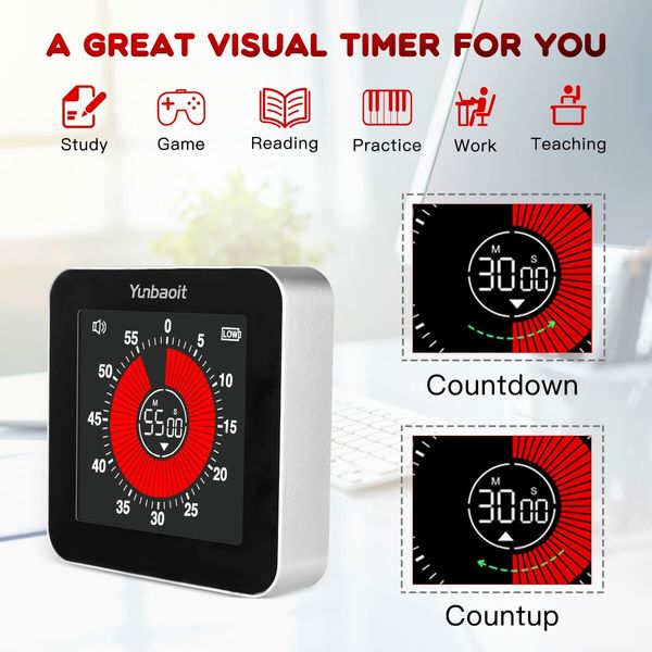 Pro Digital Rechargeable Visual Timer with 3.4 Inches Colored Screen, Countdown up Timer for Kids or Adults,