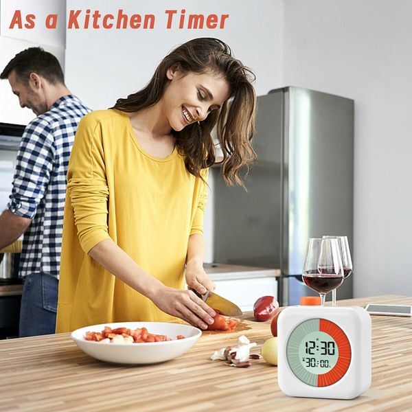 Digital Visual Timer, 60 Minute Countdown Timer for Kids and Adults for Home Kitchen White