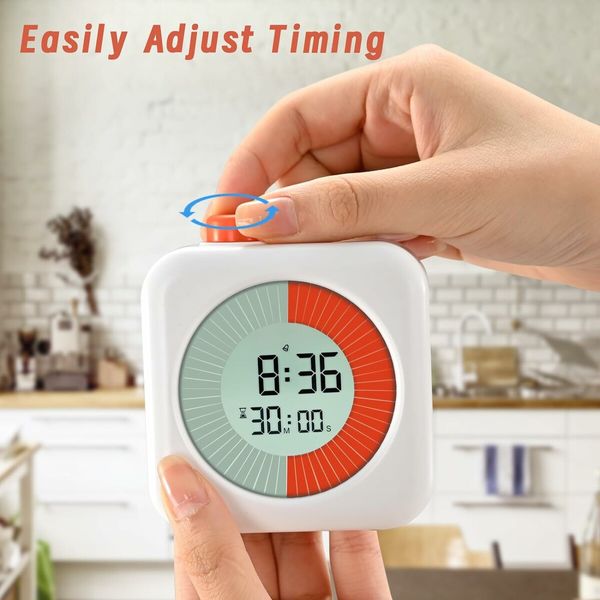 Digital Visual Timer, 60 Minute Countdown Timer for Kids and Adults for Home Kitchen White