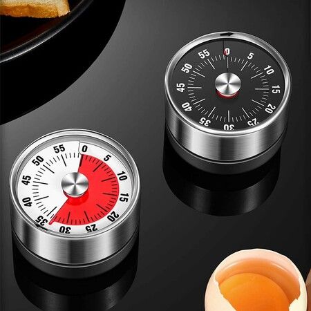 Magnetic Kitchen Timer 60 Minute Stainless Steel Fridge Timer for Cooking, Baking (White)