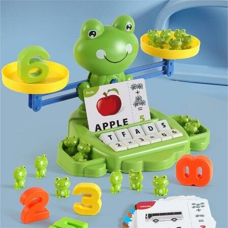 Frog English English Toy Set,Balance Counting Math Toy with Matching Letter Spelling Games，Math & Cards Learning Preschool Educational Game，Gift