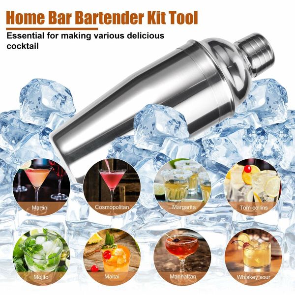 Bartender Kit with Stylish Bamboo Stand,12 Piece 25oz Cocktail Shaker Set for Mixed Drink,Professional Stainless Steel Bar Tool Set,Gift for Man Dad- Cocktail Recipes Booklet