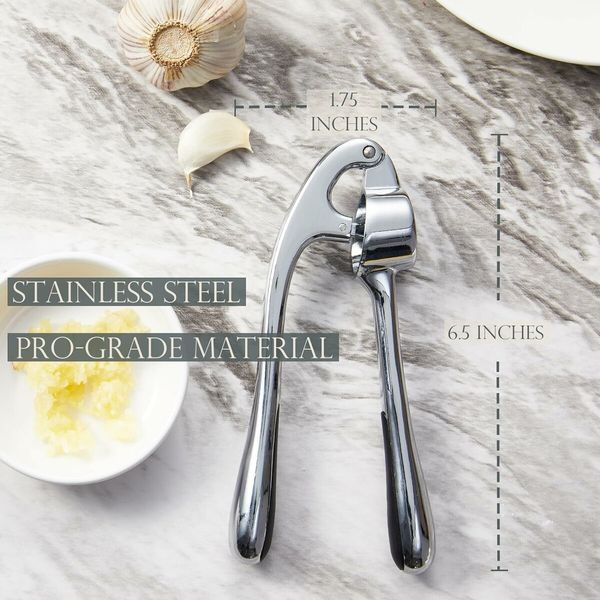 Premium Garlic Press, Garlic Mincer Set of 3 with Silicone Roller Peeler and Cleaning Brush