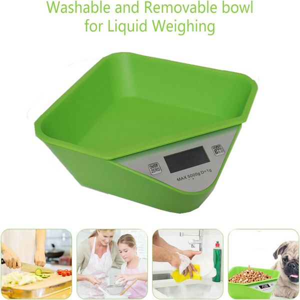 Digital Kitchen Food Scale Multifunction Electronic Food Scales with Removable Bowl Max 11lb/5kg(White)