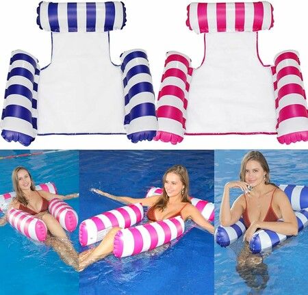 Water Lounger Pool Chair Lounge, Inflatable Pool Float 130 x 122 cm Pink