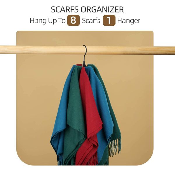 2 Pack Belt Hanger Closet Accessories Organizer 24 Storage Capacity, Hanging Holder Storage Hook for Belt Tie Clothes Bags Hats(Black）