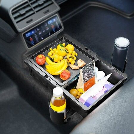 Car Armrest Tissue  Storage Box Car Adjustable Drink Holder Multifunctional Cup Holder Car Waste Organizer with Cover