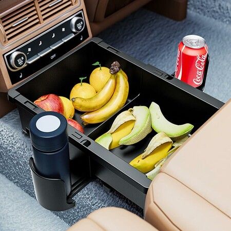 Car Armrest Tissue  Storage Box Car Adjustable Drink Holder Multifunctional Cup Holder Car Waste Organizer with Cover