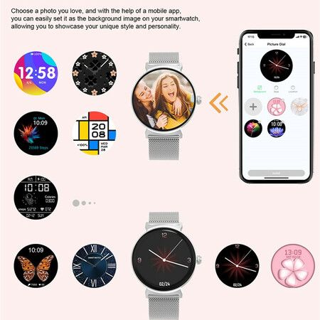 Smartwatch 1.45 Inch 300+ Watchfaces Compass Wireless Relojes Inteligentes Waterproof Smart Sport Watch for Grils Woman(Pink)