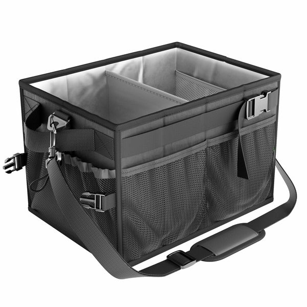 Foldable Picnic Bag BBQ Caddy with Paper Towel Holder for Outdoor Camping, Barbecue Accessories Storage Organizer for Utensil Grilling Tool