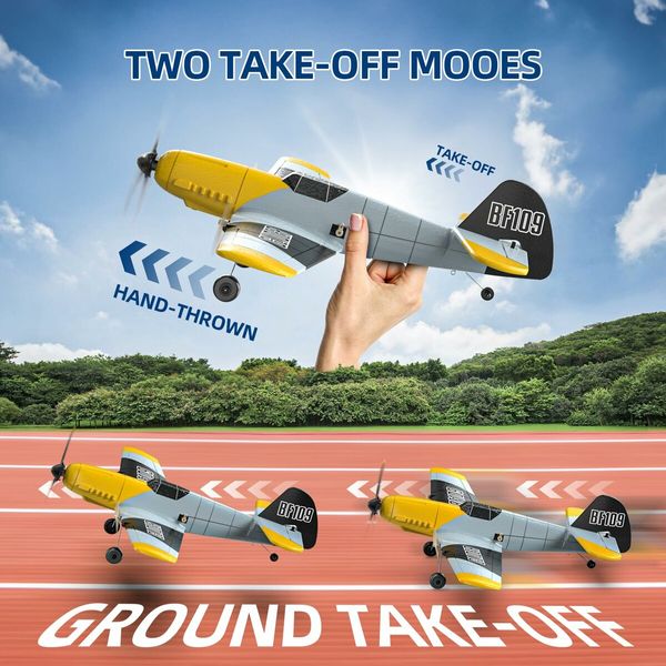 RC Plane 3 Channel Remote Control Airplane Fighter Toys,2.4GHz 6-axis Gyro Stabilizer RTF Glider Aircraft Plane with 2 Batteries,Easy to Fly for Adults Kids Beginners Boys