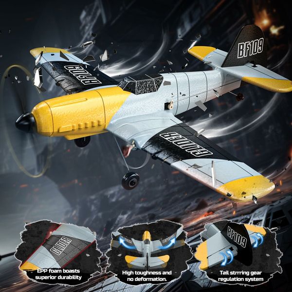 RC Plane 3 Channel Remote Control Airplane Fighter Toys,2.4GHz 6-axis Gyro Stabilizer RTF Glider Aircraft Plane with 2 Batteries,Easy to Fly for Adults Kids Beginners Boys