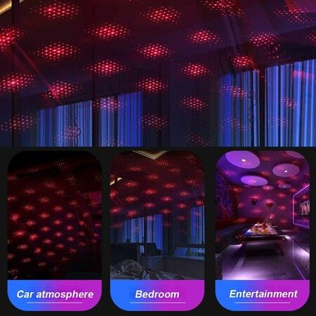 USB Night Light, Star Projector Night Light, Adjustable Romantic red Interior Car Lights for Car, Ceiling, Bedroom, Party Red