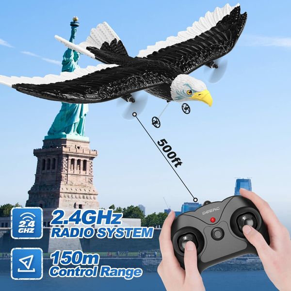 RC Plane, Remote Control Eagle Plane,RTF Airplane,2.4GHZ 2CH Flying Bird with 2 Batteries & Propeller 6-axis Gyro Stabilizer,Easy to Fly for Beginners Adults Kids Boys