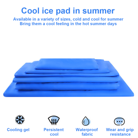 Pet Cooling Mat Foldable Puppy Ice Mat Blue Double-layer Pressing Ice Pad Machine Washable Summer Reusable Training Pad For Dog Size L