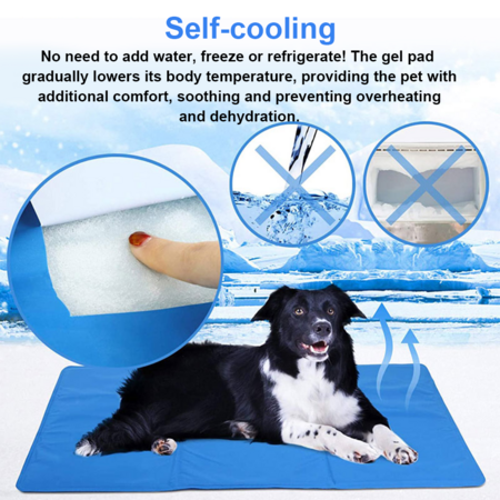 Pet Cooling Mat Foldable Puppy Ice Mat Blue Double-layer Pressing Ice Pad Machine Washable Summer Reusable Training Pad For Dog Size M