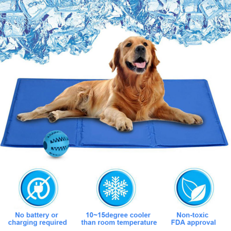 Pet Cooling Mat Foldable Puppy Ice Mat Blue Double-layer Pressing Ice Pad Machine Washable Summer Reusable Training Pad For Dog Size S