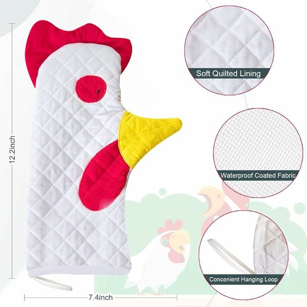 Oven Glove Heat Resistant Non-Woven Fabric Oven Mitts Rooster Kitchen Glove Pots Pad Gift for Baking Cooking Lover Baking Accessories