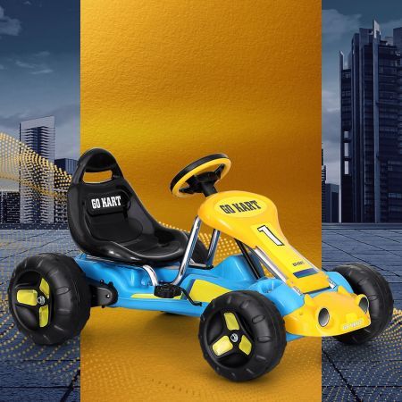 Rigo Kids Pedal Go Kart Ride On Toys Racing Car Plastic Tyre Blue