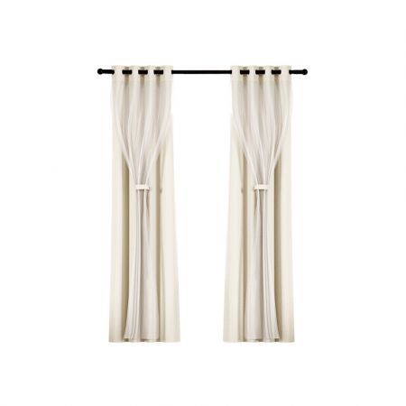 Artiss 2X 132x160cm Blockout Sheer Curtains Beige