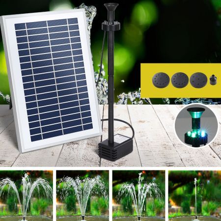 Gardeon Solar Pond Pump with Battery LED Lights 4.4FT