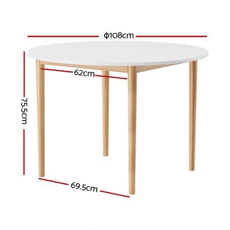 Artiss Dining Table Round White 108CM Diameter Demi