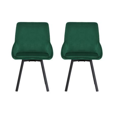 Artiss Dining Chairs Set of 2 Velvet Swivel Base Green