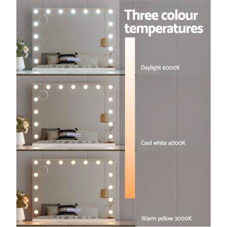 Embellir Bluetooth Makeup Mirror 80X58cm Hollywood with Light Vanity Wall 15 LED