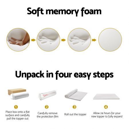 Giselle Bedding Memory Foam Mattress Topper 7-Zone Airflow Pad 8cm Queen White