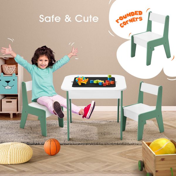 4 IN 1 Kids Table and Chairs Set Childrens Picnic Play Activity Centre Furniture Outdoor Indoor Study Craft Drawing Storage Desk with 2 Tabletops