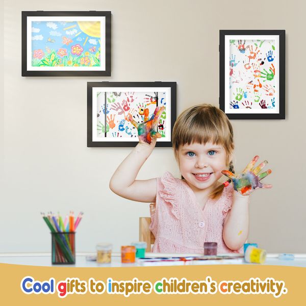 5 Pcs Art Frames Craft Display Kids Artwork Photo Storage Canvas Wooden Black Children A4 Hold 150 Pictures