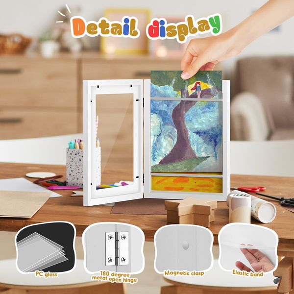 5 Pcs Art Frames Craft Display Kids Canvas Artwork Photo Storage Wooden White Children A4 Hold 150 Pictures