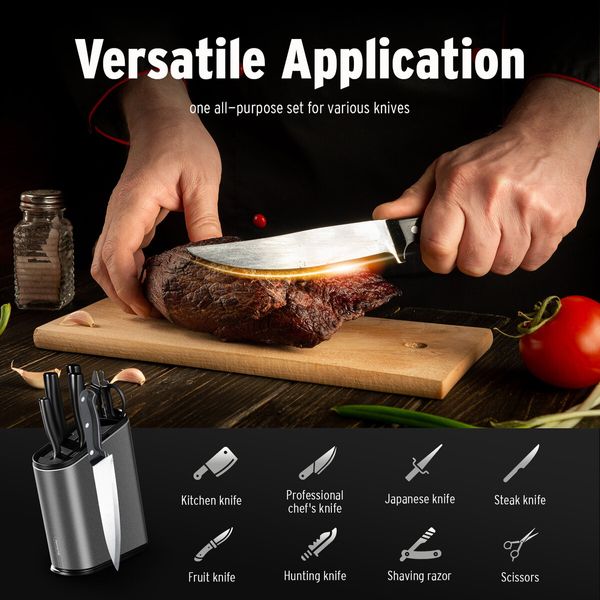 Knife Sharpener Stone Kit Professional Kitchen Chef Sharpening System Fix Angle Utensil Knives Grind Honing Tool 360 Degree Rotation Flip 4 Whetstone