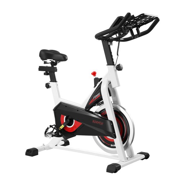 Fitness Spin Bike Stationary Bicycle Workout Indoor Cycling Home Gym Exercise Cardio Trainer Adjustable Belt Drive Phone Holder LCD Monitor