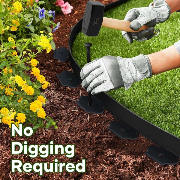 No Dig Garden Edging 3x10m Landscape Edge Fence Lawn Border Decor Flexible Plant Grass Barrier Paver Flower Bed Support Bender DIY Plastic