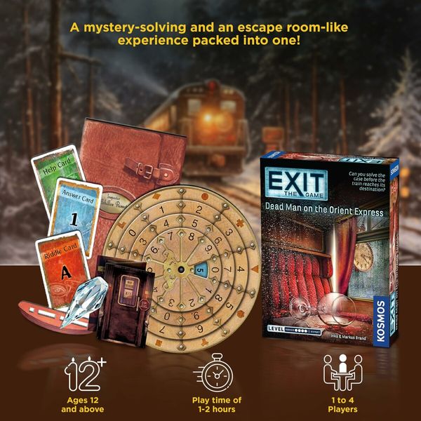 Exit:Dead Man on The Orient Express, The Game Family-Friendly, Card-Based at-Home Escape Room Experience for 1 to 4 Players, Ages 12+