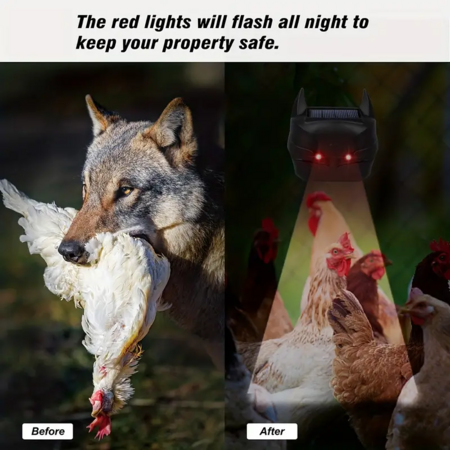 2pcs Solar Nocturnal Animal Repeller With Red LED Flash Lights Waterproof Snowproof Predator Control For Badger,Wolf,Coyote,Fox,Deer Raccoon For Garden,Courtyard,Orchard,Farm & Chicken Coops