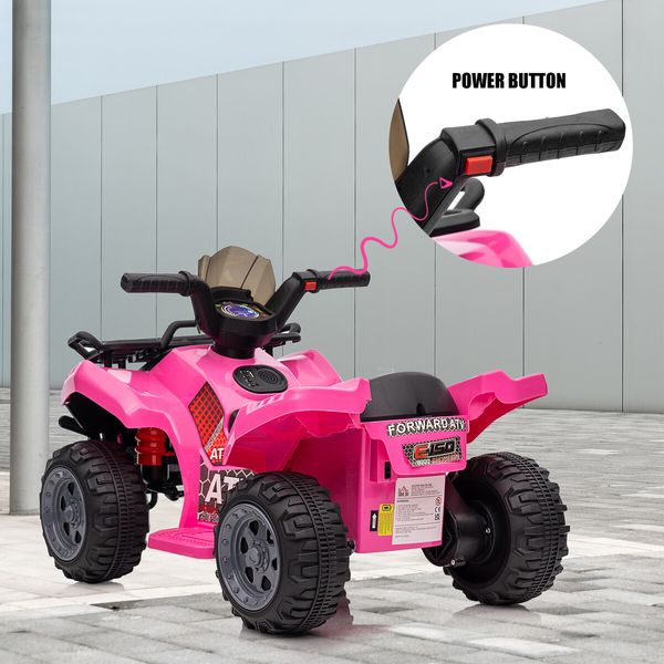 Kids Ride On Car ATV Model Toy Quad Bike Car Pink 4 Wheeler Motorised Rechargeable Battery MP3 USB LED Children