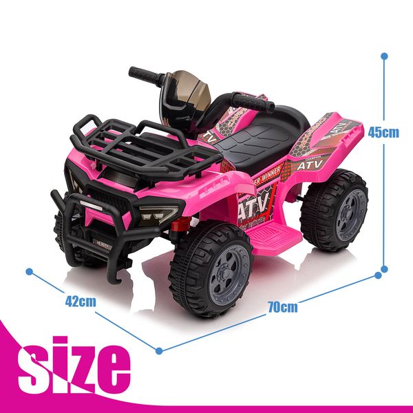 Kids Ride On Car ATV Model Toy Quad Bike Car Pink 4 Wheeler Motorised Rechargeable Battery MP3 USB LED Children