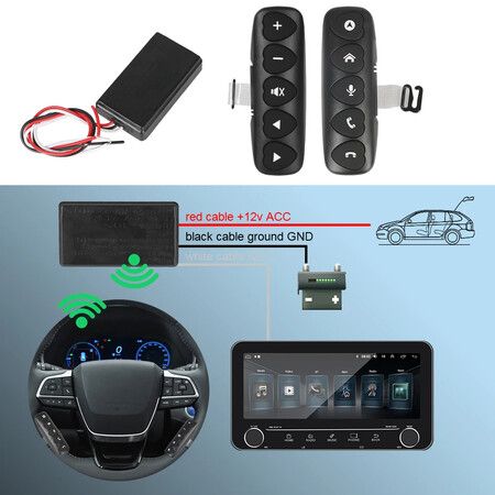 2Pcs Luminous DVD Navigation Car Steering Wheel Remote Control Wireless Controller Buttons Bluetooth-compatible Multifunction