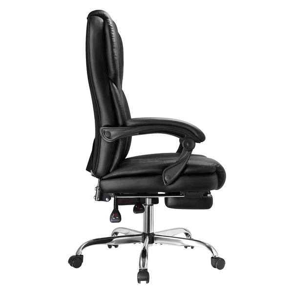 Massage Office Chair Heated Executive Computer Desk PU Leather Work Seat Comfortable Ergonomic Recliner High Back Retractable Footrest Black